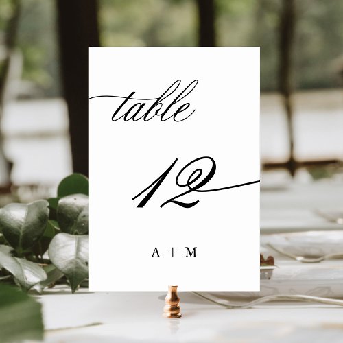 Romantic Calligraphy Wedding Number 12 Table Number