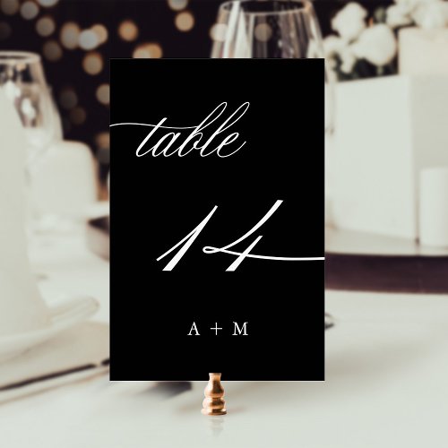 Romantic Calligraphy Wedding Number 14 Black Table Number