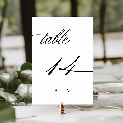Romantic Calligraphy Wedding Number 14 Table Number