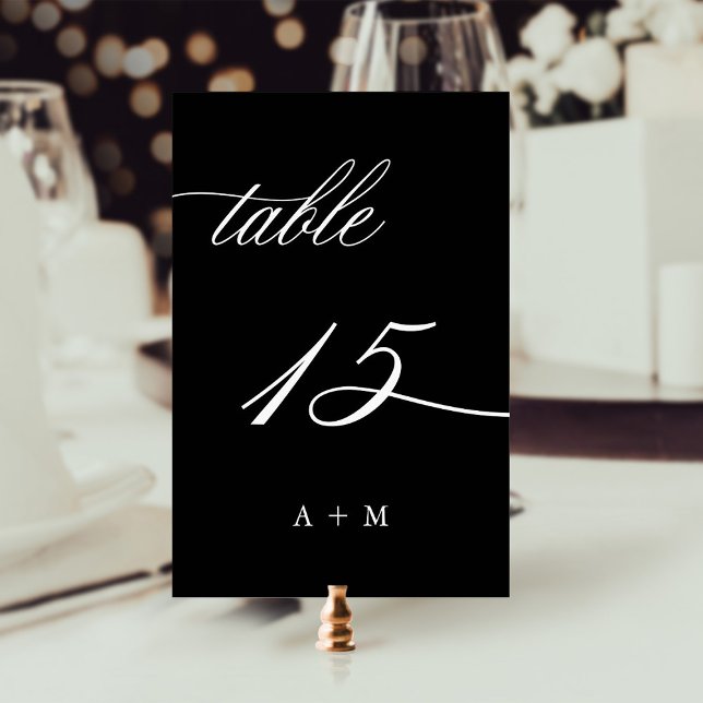 Romantic Calligraphy Wedding Number 15, Black Table Number (Creator Uploaded)