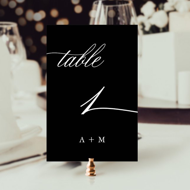 Romantic Calligraphy Wedding Number 1, Black  Table Number (Creator Uploaded)