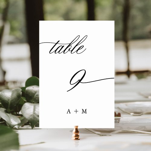 Romantic Calligraphy Wedding Number 9 Table Number
