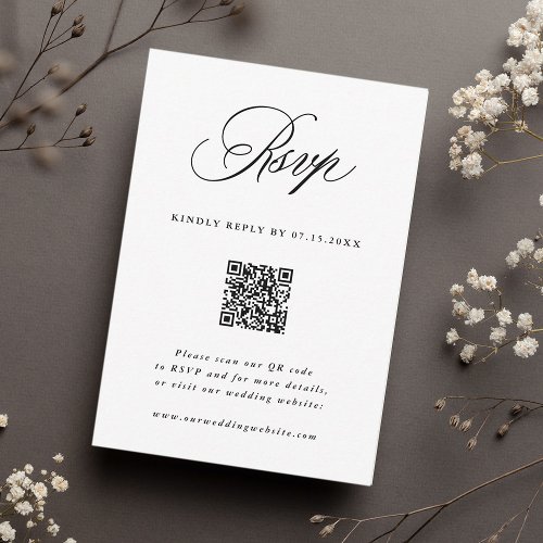 Romantic Calligraphy Wedding QR Code RSVP Card