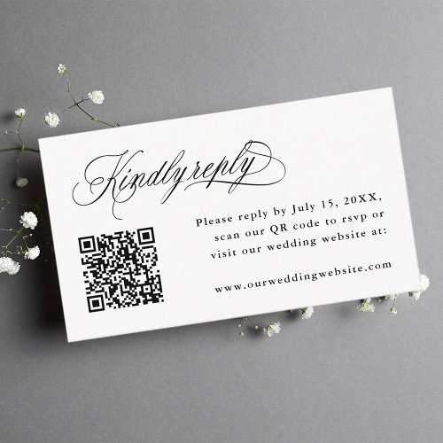 Romantic Calligraphy Wedding QR Code RSVP Enclosure Card