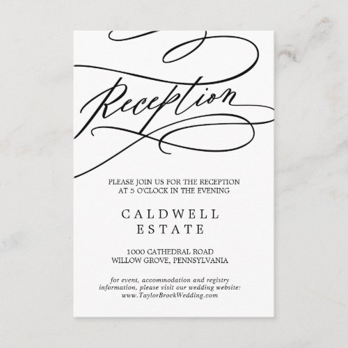 Romantic Calligraphy Wedding Reception Insert Card