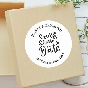 Romantic Calligraphy Wedding Save the Date Classic Round Sticker