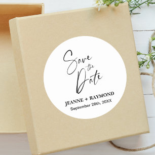 Romantic Calligraphy Wedding Save the Date Custom Classic Round Sticker