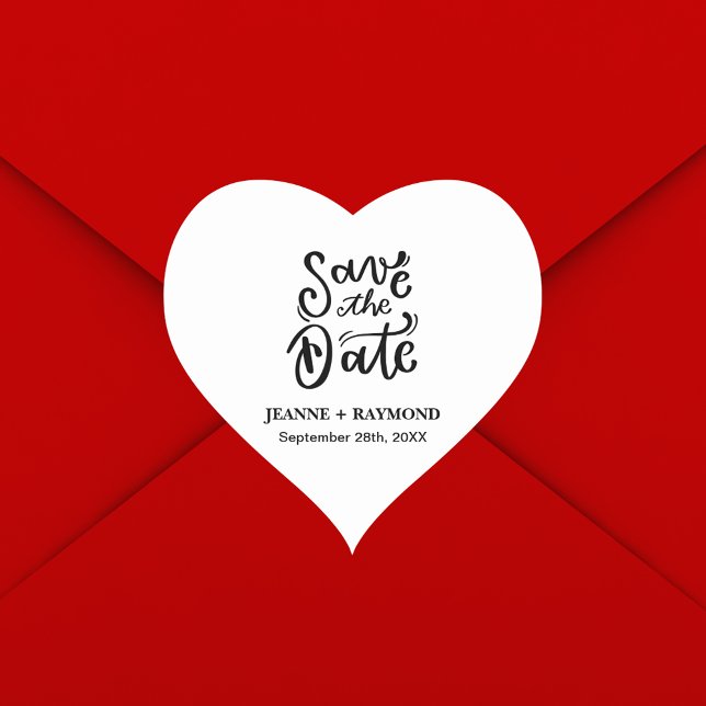 Romantic Calligraphy Wedding Save the Date Heart Sticker (Creator Uploaded)