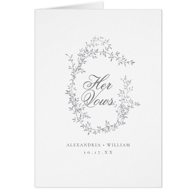 Romantic Calligraphy Wedding Vow Card Book Her (Front)
