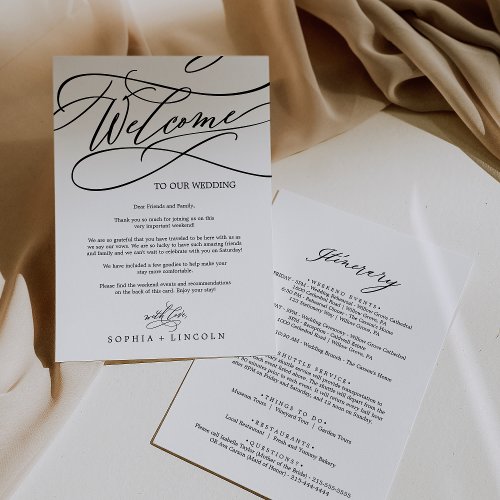 Romantic Calligraphy Welcome Letter  Itinerary