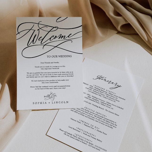 Romantic Calligraphy Welcome Letter & Itinerary (Creator Uploaded)