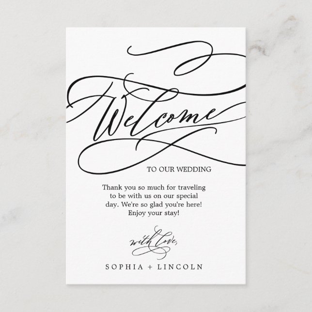 Romantic Calligraphy with Photo Wedding Welcome Enclosure Card (Front)