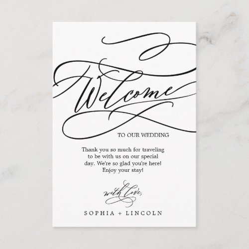 Romantic Calligraphy with Photo Wedding Welcome Enclosure Card