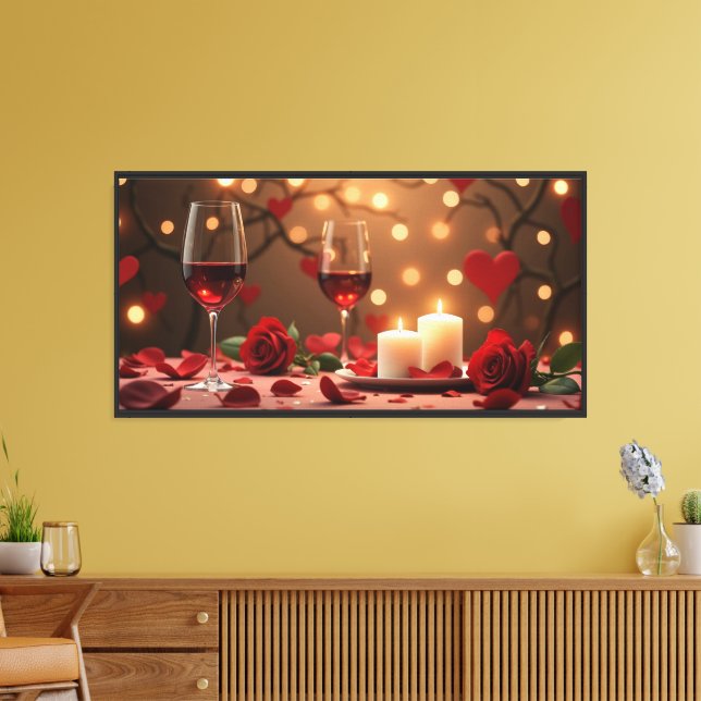 Romantic Candlelight Wine Canvas Print (Insitu(LivingRoom))