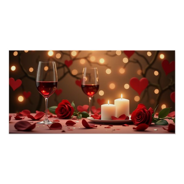 Romantic Candlelight Wine Poster (Front)