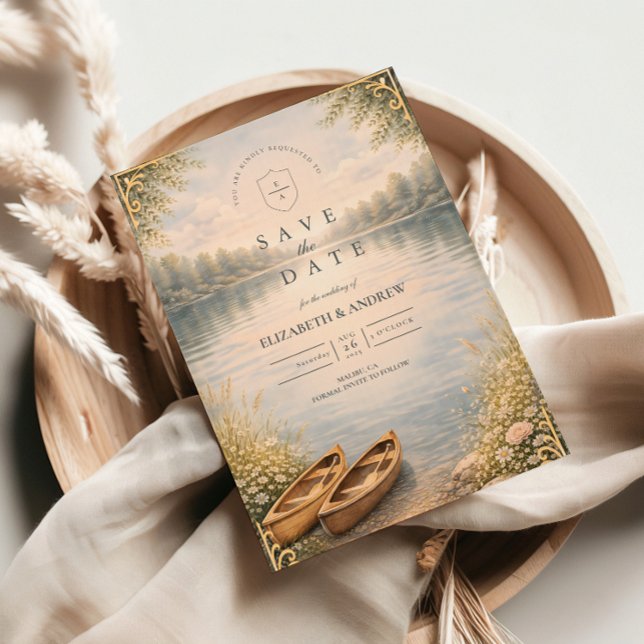 Romantic Canoe Lake Forest Wedding Save The Date (Creator Uploaded)