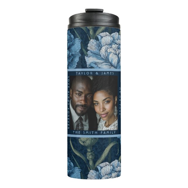 Romantic Carnation Charm Retro Wedding Thermal Tumbler (Front)
