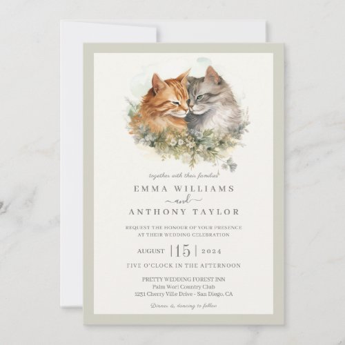 Romantic Cat Couple Wedding Invitation