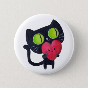 Romantic Cat - Custom Text - Button by colonelle at Zazzle
