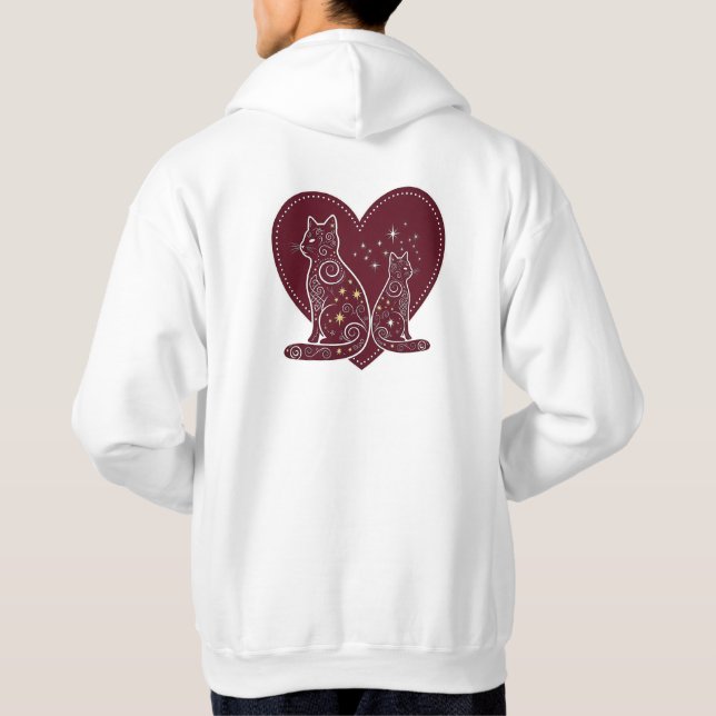 Romantic Cat Heart Design Hoodie (Back)