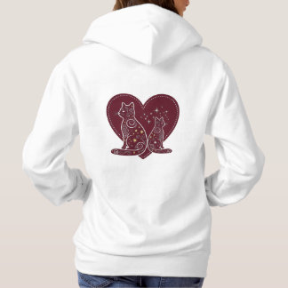 Romantic Cat Heart Design Hoodie