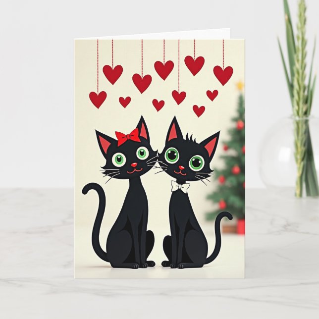 Romantic Cat Hearts Card (Front)