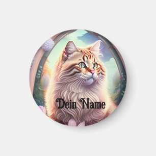 Romantic Cat with Flowers Magnet