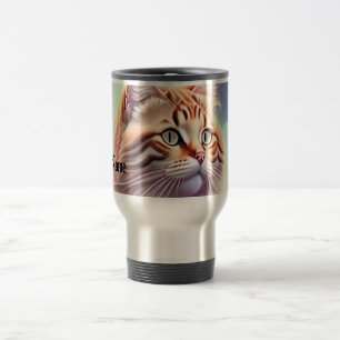 Romantic Cat with Flowers Travel Mug