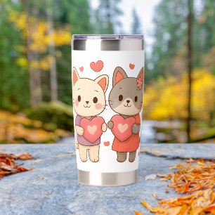 Romantic Cats Heart Stainless Steel Tumbler