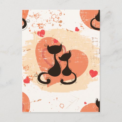 Romantic cats in love postcard
