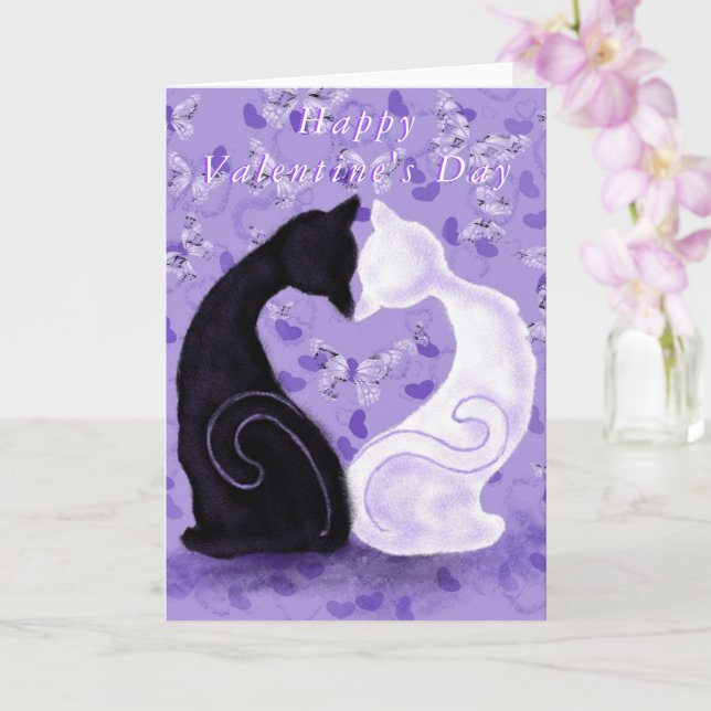 Romantic Cats Valentine's Day Card (Orchid)