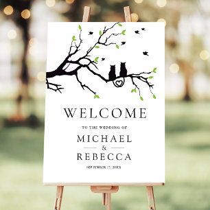 Romantic Cats Wedding Welcome Sign