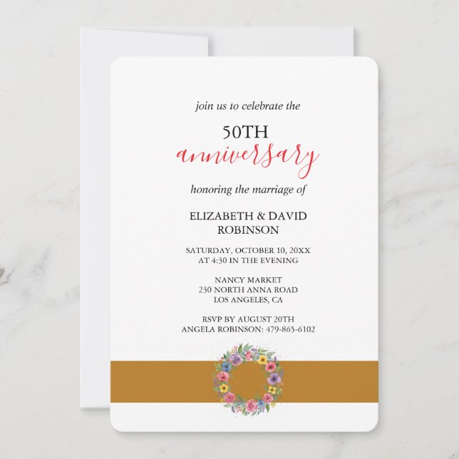 romantic celebration 50th anniversary wedding invitation (Front)