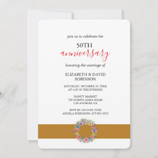 romantic celebration 50th anniversary wedding invitation