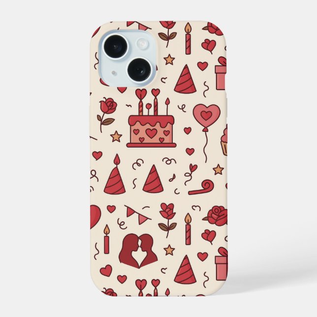 Romantic Celebration Doodle Pattern Iphone Case (Back)