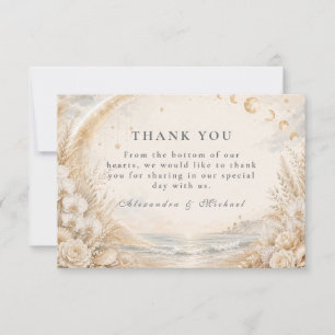 Romantic Celestial Beach Wedding Thank You Card