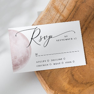 Romantic Celestial Pink Blush Moon Boho Wedding RSVP Card