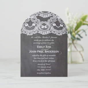 Romantic Chalkboard and Lace Elegant Wedding Invitation