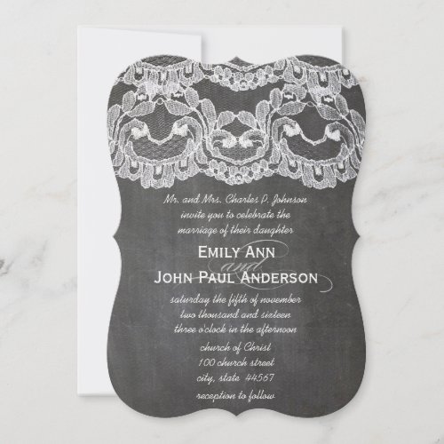 Romantic Chalkboard and Lace Elegant Wedding Invitation