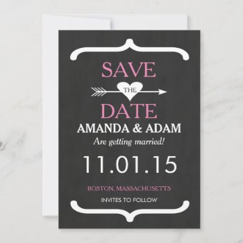 Romantic Chalkboard Save The Date Postcard by CleanGreenDesigns at Zazzle