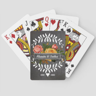 Romantic Chalkboard Vintage Garland Floral Roses Poker Cards