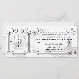 Romantic Chapel Country Road Ticket Wedding Invitation