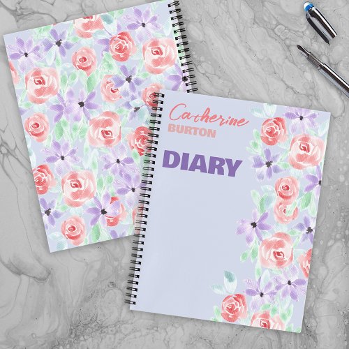 Romantic Charming Purple Lavender and Red Notebook