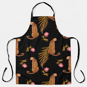Romantic cheetahs: watercolor seamless pattern. apron