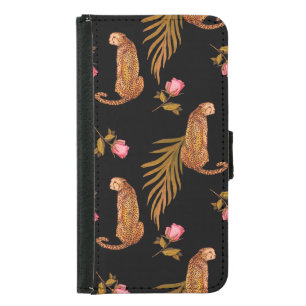 Romantic cheetahs: watercolor seamless pattern. samsung galaxy s5 wallet case