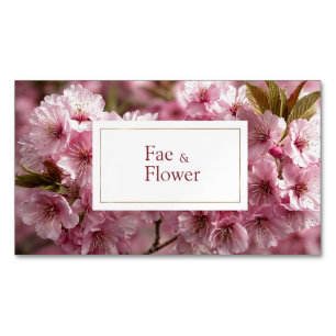 Romantic Cherry Blossom Bright Pink Floral Business Card Magnet