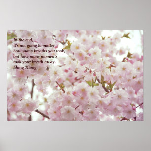 Romantic Cherry Blossoms and Little Bee Poster