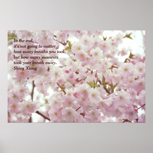 Romantic Cherry Blossoms and Little Bee Poster