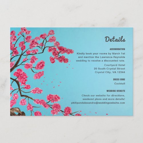 Romantic Cherry Blossoms Details Enclosure Card