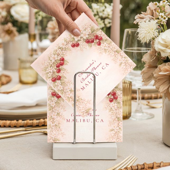 Romantic Cherry Orchard Florals Bridal Shower Napkins (Creator Uploaded)